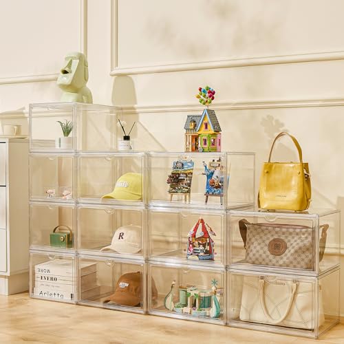 Shoe Boxes Clear Plastic Stackable Acrylic Sneaker Shoe Display Case Transparent Display Case Clear Storage Bins With Lids Acrylic Boxes for Display Shoe Organizer Containers - size: Side Door-1pcs