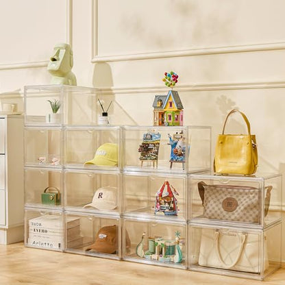 Shoe Boxes Clear Plastic Stackable Acrylic Sneaker Shoe Display Case Transparent Display Case Clear Storage Bins With Lids Acrylic Boxes for Display Shoe Organizer Containers - size: Side Door-1pcs