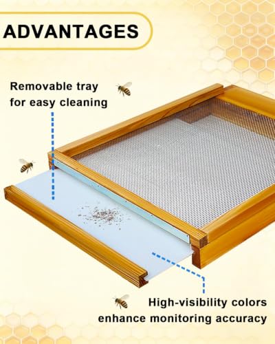 vensovo Beehive Screened Bottom Board for 10 Frame Langstroth Hives — Beeswax-Coated Base with Solid Wood Frame, Ventilation & Moisture Control (22 x 16 x 2.6 Inch)