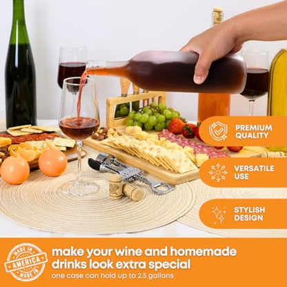 FastRack 750 ml Clear Bordeaux Wine Bottles (Pack of 12) Screw top finish with 12 Black PLASTIC caps | W5 Flint Flat-Bottomed Glass Bottles Ideal for Wine Making and Storage