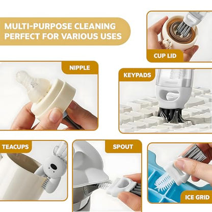 Cup Lid Cleaning Brush, 3 in 1 Cup Cleaner Brush New Multifunctional Lid Cleaner Lid Brush Cleaning Tool Multipurpose Bottle Gap Cleaner Brush Blue - color: Blue
