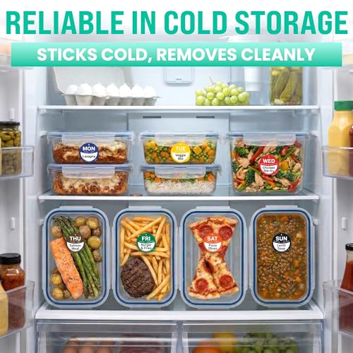 Date Stickers for Food - Day of The Week Day Dots Removable Food Labels, 0.75" Date Dot Stickers for Food Containers, 3500 Labels with Dispenser Box - color: Rotation Labels