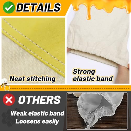 ANPHSIN 2 pairs Long Goatskin Beekeeping Gloves for Beekeepers - Protected Leather Gloves, Beekeeping Supplies, White/Yellow