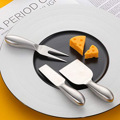 Baikai Stainless Steel 18/10 Cheese Desert Knives, Set of 4, Gold Breakfast Butter Knife, Slicer Sandwich Spreader … (Cheese Knife Set-Silver) - color: Cheese Knife Set-Silver