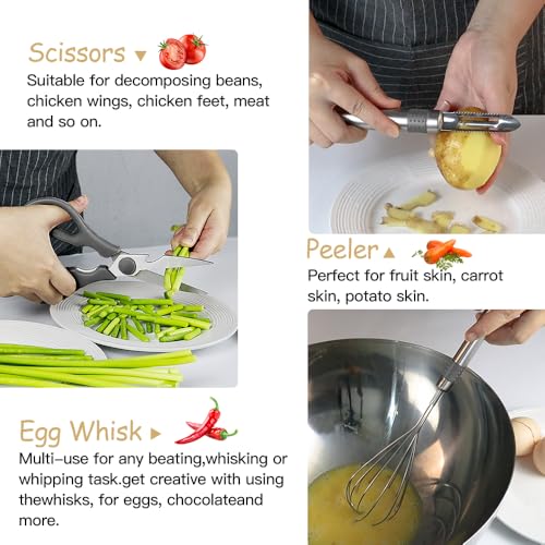 Kitchen Utensil Set-Silicone Cooking Utensils-33 Kitchen Gadgets & Spoons for Nonstick Cookware-Silicone and Stainless Steel Spatula Set-Best Kitchen Tools, Useful Pots (Grey) - color: Gray