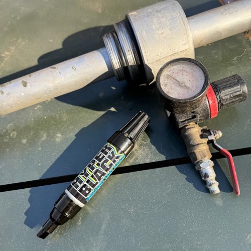 Hyper Black PM-130 Shorty - Industrial Paint Marker - 17ML - True Black High Visibility Permanent Paint Pen for All Non-Porous Surfaces - Valve Action Chisel Tip