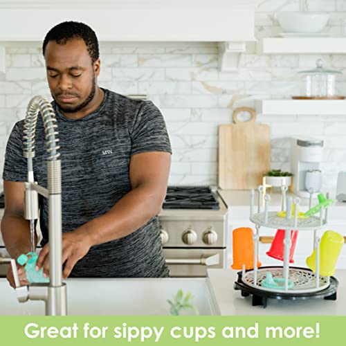 The First Years Spin Stack Bottle Drying Rack - Black - 2-Tier Rotating Countertop Drying Rack for Up to 16 Bottles - Baby Essentials for Everyday Use - color: Black