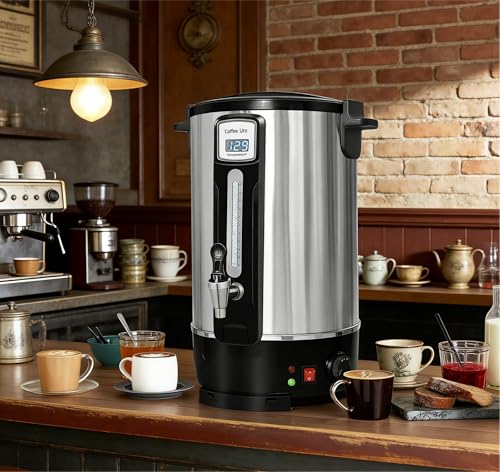 Commercial Coffee Urn 100 Cups（20L, Stainless Steel Large-Capacity Coffee Maker for Catering, Events, Offices & Restaurants, Fast Brew & Keep Warm Function - size: 20L