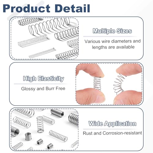 uxcell 50Pcs 304 Stainless Steel Compression Springs, 0.5mm x 3mm x 35mm Small & Tiny Pen Spring for Home Repair & DIY, Workshop & Industrial Use, (Silver Tone) - size: 3mmx35mm