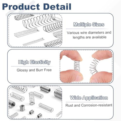 uxcell 50Pcs 304 Stainless Steel Compression Springs, 0.5mm x 3mm x 35mm Small & Tiny Pen Spring for Home Repair & DIY, Workshop & Industrial Use, (Silver Tone) - size: 3mmx35mm