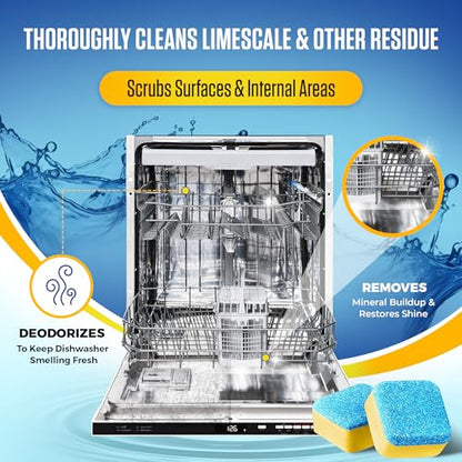 Dishwasher Cleaner Tablets - 24 Tablets (1-Year Supply) Lemon-Scented, Heavy Duty Cleaning Descaler Pods for Dish Washer, Deep Cleans & Maintains Your Dishwashing Machine for Optimal Performance