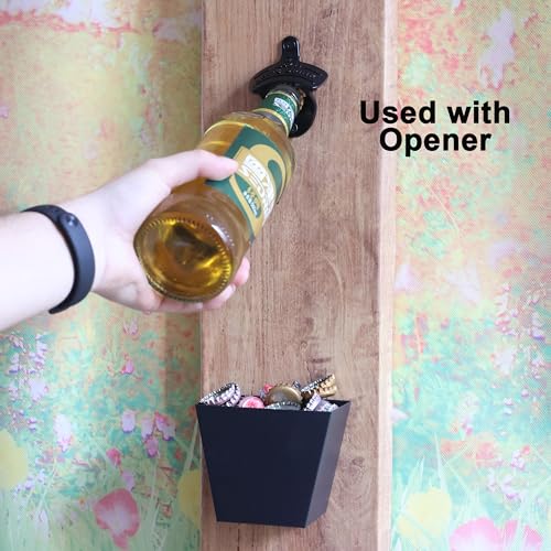 Black Bottle Cap Catcher Wall Mounted, Stainless Steel Screw in Wall Beer Cap Holder Mountable for Post Cooler Table - color: Black