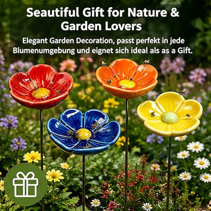 Bee Watering Station for Garden – 2026 New Ceramic Blossom Watering Cups, Handmade Flower Feeder & Water Dish, Outdoor Yard Art for Butterflies & Birds (8Pack) - size: 8Pack