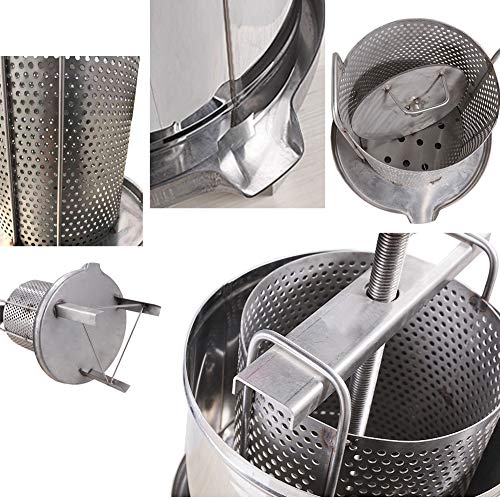 Honey Press Extractor Wax Machine Stainless Steel Honey Press Beeswax Machine Manual Large Bee Honey Presser Fruit Wine Press For Honey Wine Juice Vegetables Olive Oil Making