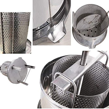 Honey Press Extractor Wax Machine Stainless Steel Honey Press Beeswax Machine Manual Large Bee Honey Presser Fruit Wine Press For Honey Wine Juice Vegetables Olive Oil Making