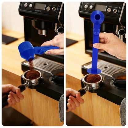 Coffee Scoop & Funnel, 2Pcs, Blue, 2 Models A&B | For Reusable K-Cup Pods, 2Tbsp Dosing Spoon, 51mm Espresso Tamper, BPA-Free PCTG, Dishwasher Safe - color: Upgraded Combo Blue