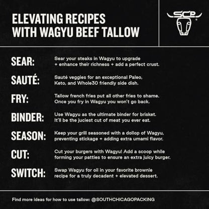 South Chicago Packing 100% Pure Wagyu Beef Tallow, 42 Ounces – Paleo & Keto Friendly Cooking Fat for Searing, Sautéing & Frying