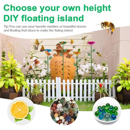 4 Pack Metal Bee Watering Station for Garden, Flower-Shaped Bee Cups, Durable Bird Bath & Butterfly Feeders for Outdoors Yard Decor (Red, Green, Blue, Yellow)