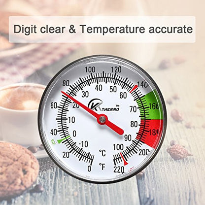 KT THERMO Instand Read 2-Inch Dial Thermometer(2 Pack),Best for The Coffee Drinks,Chocolate Milk Foam - size: 0~220℉(2Pack)