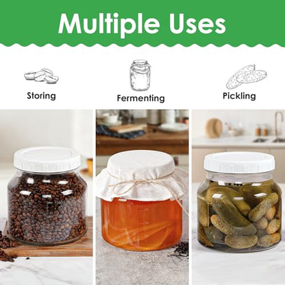 Qianfenie 2 Pack 79 Oz Glass Jars with Lids, 100% Airtight and Leak-proof Half Gallon Mason Jar, Pickle Jar Mason Jar Wide Mouth for Cold Brew, Kombucha, Ice Tea, Pickle Eggs, Flour, Sugar