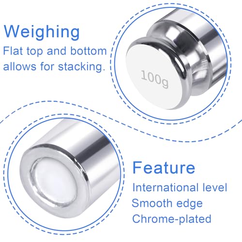QP Calibration Weights, 100 Gram OIML Class M1 High Precision Scale Weights, Stainless Steel Gram Weights, Chrome Finish, Scale Calibration Weights for Digital Scale, Kitchen Scale, Pocket Scale - size: 100g
