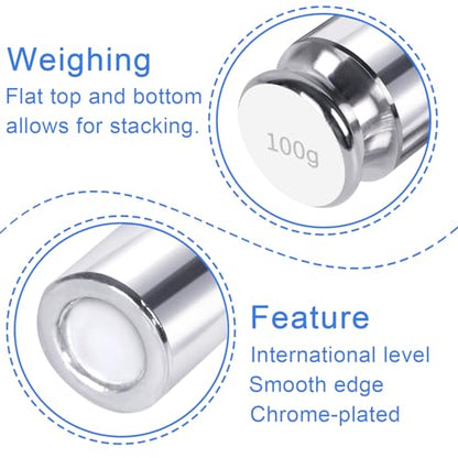 QP Calibration Weights, 100 Gram OIML Class M1 High Precision Scale Weights, Stainless Steel Gram Weights, Chrome Finish, Scale Calibration Weights for Digital Scale, Kitchen Scale, Pocket Scale - size: 100g