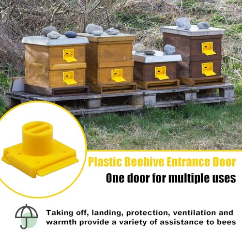 8 Pcs Bee Hive Entrance Gates, Square Bee Hive Entrance Reducer, Yellow Multifunctional Plastics Bee Entrance Reducer, Open Window for Hive Ventilation Hive Tool Beekeeping - color: Yellow