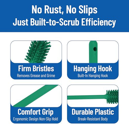 SPARTA 12 Inch Bottle Brush with Polyester Bristles and Plastic Handle, Color Coded, Large Round Head Cleaner for Bottles Jars and Food Service Equipment, Green - color: Gray