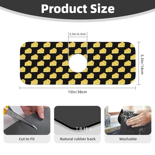 Cheese Faucet Mat For Kitchen Sink, Absorbent Countertop Protector, Quick Dry Sink Splash Guard Pad, Waterproof Draining Mat 15" X 5.5" - color: Style 3