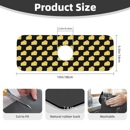 Cheese Faucet Mat For Kitchen Sink, Absorbent Countertop Protector, Quick Dry Sink Splash Guard Pad, Waterproof Draining Mat 15" X 5.5" - color: Style 3