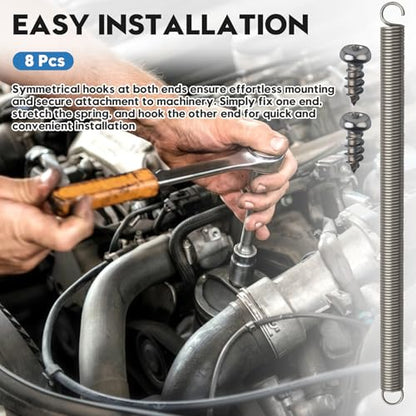 8-Pack 3/8“ x 6-1/2”, 0.047" Extended Spring Steel for Screen Door | Light Duty Spring, with Set Screw, for Mechanical Repair Industry Screen Door