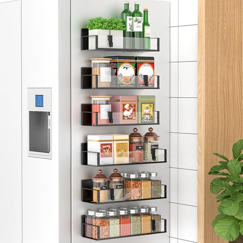 HuggieGems 6 Pack Magnetic Spice Storage Rack Organizer for Refrigerator and Oven, Clear Fridge Organizers and Storage - color: Clear, size: 6 Pack
