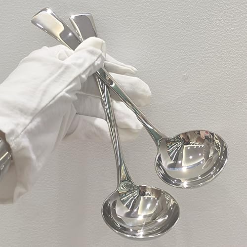 7.7 Inch Small Ladle,Pack of 2,Premium 18/10 Stainless Steel Kitchen Ladle for Soups,dressings,Sauces,Gravy,Stews and More,Silver