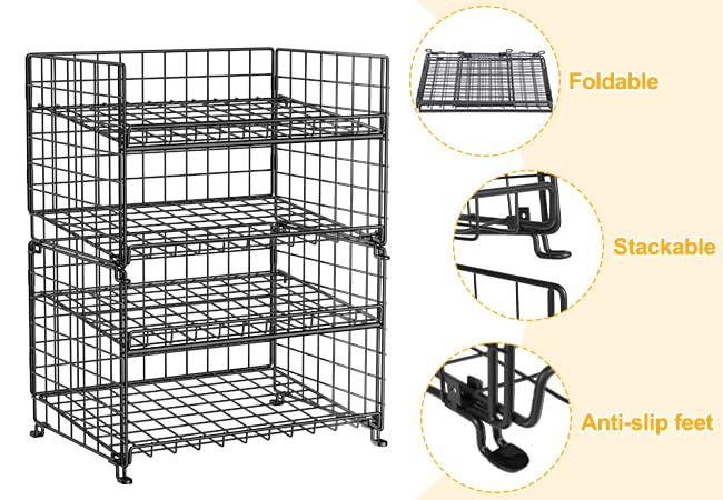 2-Pack Stackable Rack Organizer, Storage for Kitchen Pantry Cabinet, Holders for Food, Multifunctional Dispenser for Snacks Soda - size: 2 Tier-2 Pack
