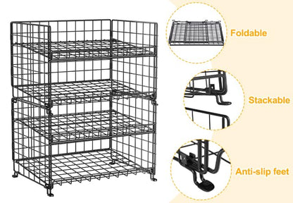 2-Pack Stackable Rack Organizer, Storage for Kitchen Pantry Cabinet, Holders for Food, Multifunctional Dispenser for Snacks Soda - size: 2 Tier-2 Pack