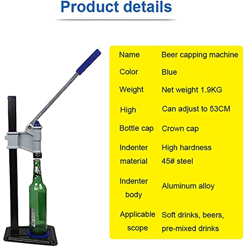 Professional Bench Beer Bottle Capper, Manual Bottle Machine Bottle Cap Sealer with Non-Slip Pad, Adjustable Height Bottle Cap Sealer for Homebrew Beer & Soft Drinks