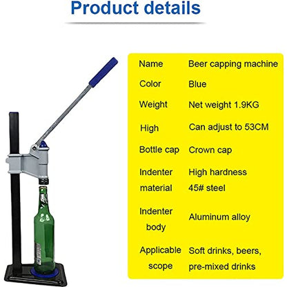 Professional Bench Beer Bottle Capper, Manual Bottle Machine Bottle Cap Sealer with Non-Slip Pad, Adjustable Height Bottle Cap Sealer for Homebrew Beer & Soft Drinks