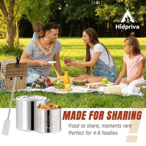 100QT Seafood Boil Pot with Detachable Paddle, Stainless Steel Stock Pot | Crawfish Boil Pot with 80QT Basket, Lid & Lifting Hook, Perfect for Outdoor Crab, Lobster & Shrimp Boils - style: 100QT+Mixing Paddle