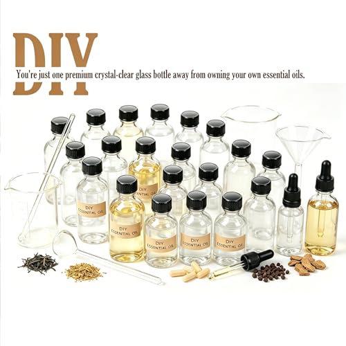 36 Pack 2oz Clear Glass Bottles with Lids, 60ml Boston Shot Bottles for Personal Care & Beauty Travel, Industrial Lab, Sample, Essential Oils, Potion, Juice, Whiskey, Spice - color: Clear, size: 2oz-36P
