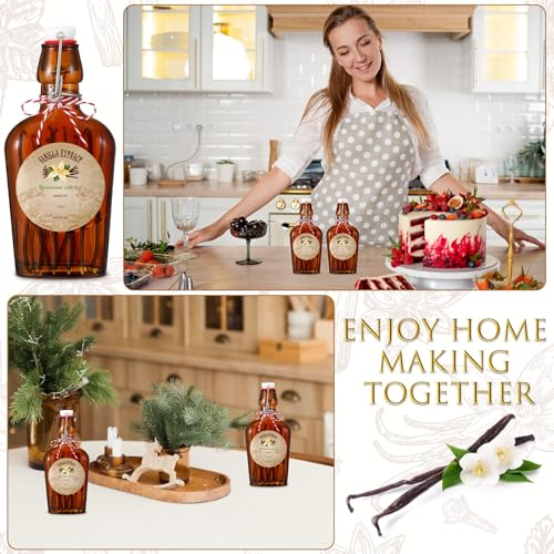 Uiifan 2 Pack 8 oz Vanilla Extract Bottles with Swing Top Flask Whiskey Pocket Amber Glass Flask for Homemade Vanilla Extract Lemon Kombucha Water Apply Christmas Wedding Gift (Amber) - color: Brown, size: 8 oz