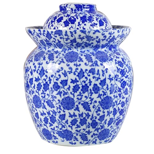 MRYBD Pickle Jar Large Traditional Sichuan Chinese Ceramic Fermenting Jar with Water Seal Airlock Lid, Ceramic Fermentation Crock for Pickling, Kimchi, Sauerkraut 4L - size: 4L