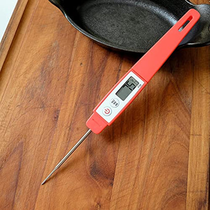 Lavatools PT09C Super-Quick Commercial Grade Digital Thermometer for Cooking, Meat, Candy, Candle, Liquid, Oil, 3" Compact Probe, Splash Proof, °C/°F Toggle, Hold Function - Sambal - color: Sambal, size: Compact