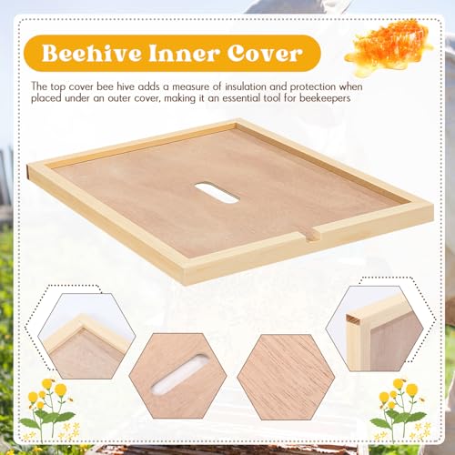 DoubleFill 6 Pcs Beehive Inner Cover for 10 Frame Hive Box Cover with Feeding Hole Beehive Insulation Ventilation Inner Cover for Beekeeping Tool