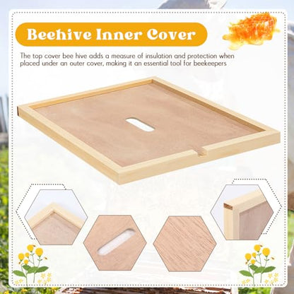 DoubleFill 6 Pcs Beehive Inner Cover for 10 Frame Hive Box Cover with Feeding Hole Beehive Insulation Ventilation Inner Cover for Beekeeping Tool