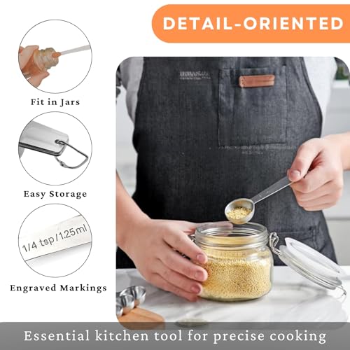 18PCS Measuring Cups and Spoons Set, Include 7 Nesting Measuring Cups, 6 Measuring Spoons and 5 Mini Spoons, Stainless Steel Metal Measuring Set, Kitchen Gadgets for Cooking & Baking - size: 18PCS Set