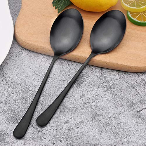 Large Serving Spoons, Matte Black Stainless Steel Serving Spoon 2 Pcs | 9.8Inch-Catering Spoons Solid Serving Utensils Big Serving Utensil for Buffet, Parties, Catering - color: 2Pcs-Black Large Serving Spoons