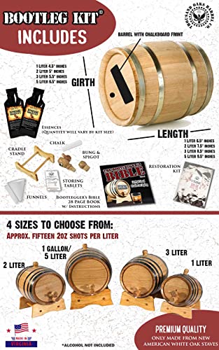 Tennessee Bourbon Whiskey Making Bootleg Kit w/Chalkboard & Book- Thousand Oaks Barrel Co. – Make & Age Spirits in an Oak Cask Keg Mini Barrel - Best Father’s Day Gift Ever (5L)