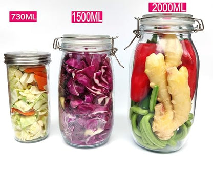 2L Fermentation Jar 2 Pack Fermentation kit with Fermenting Weights and Airlocks Pickle Jar for Fermenting,Pickling,Canning,Mead Making (2 Liter)