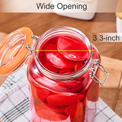 Fermentation Jar, 1.5L Glass Fermenting Kit with Airlocks, 2-Pack | Wide-Mouth Glass Jars With Self-Burping Airlocks for Sauerkraut, Kimchi, Pickles, Mead, Cider and Other Homemade Ferments