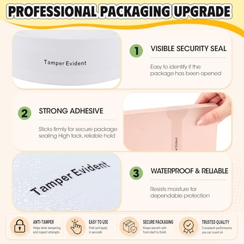 Fulmoon 500 Pack Ultra Clear Tamper Proof Stickers for Drink PP Material Evident Seals Stickers with 1.5" Center Labels 0.75" x 9" for Food Safety Packaging Sealing Delivery Supply